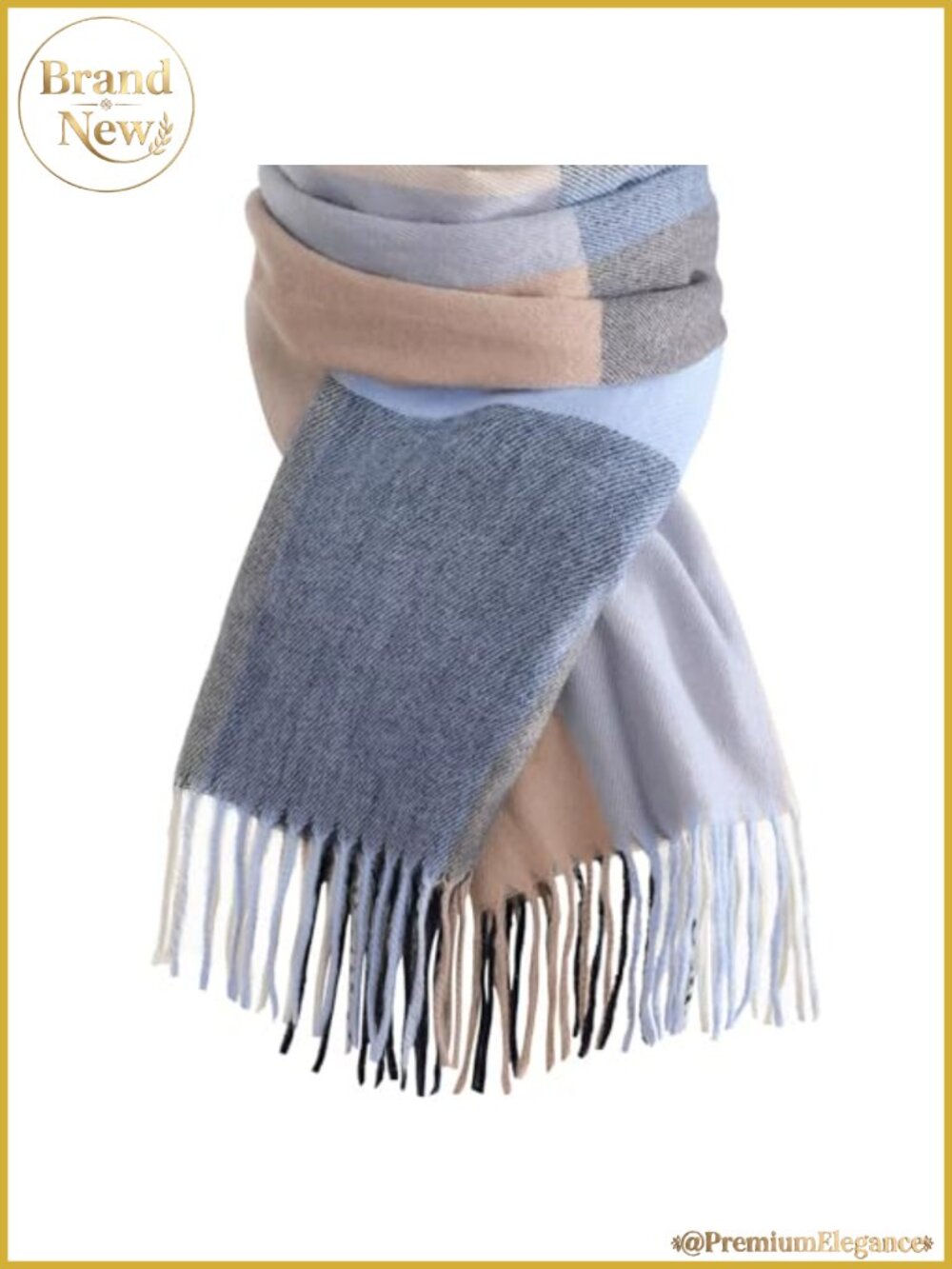 Womens Plaid Blanket Scarf Cozy Pashmina Shawl Winter Wrap with Tassels